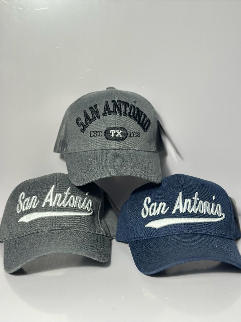 San Antonio Embroidered Baseball Cap - Gray & Navy